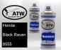Preview: Honda, Black Raven, 8555: 400ml Sprühdose + 400ml Klarlack - Set, von ATW Autoteile West.
